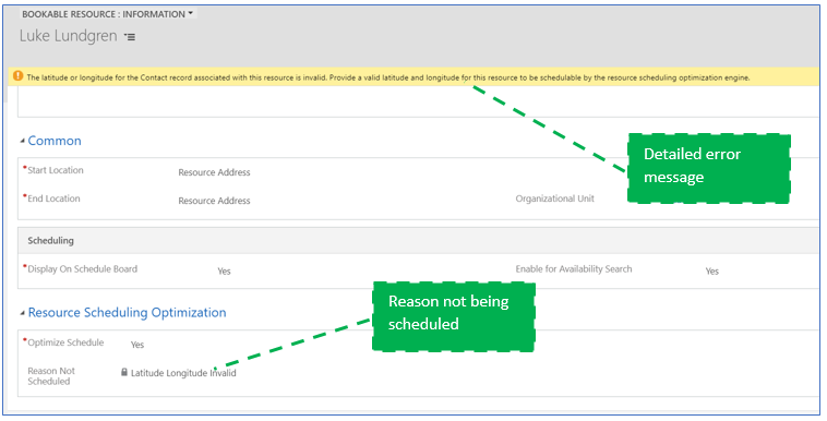 Reason not being scheduled