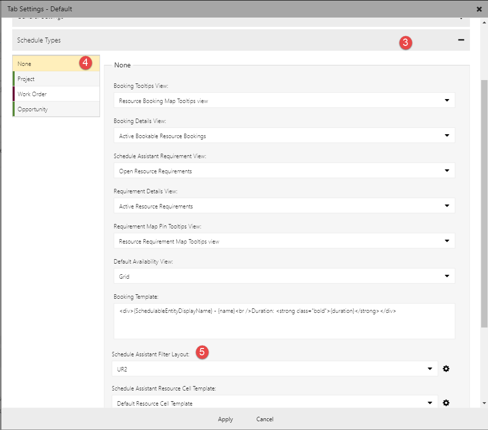 Schedule Assistant Filter Layout
