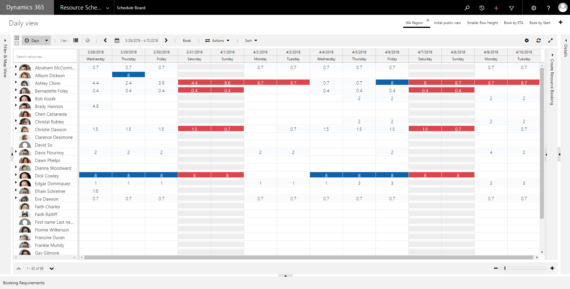 Adjust the height of the resource rows on daily, weekly, or monthly views