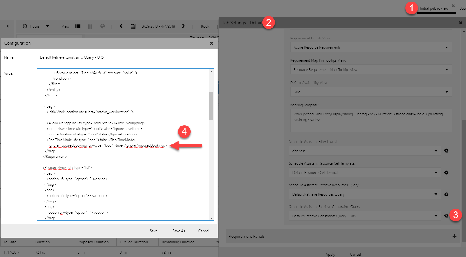 Modify Schedule Assistant Retrieve Constraints Query to change default value for proposed bookings