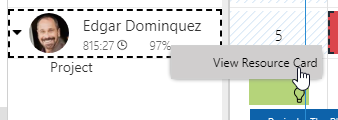 To view resource card, right-click View Resource Card