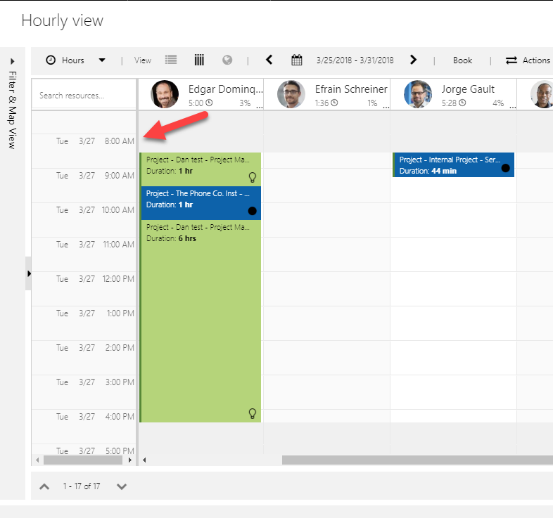Day of the week displayed on the vertical schedule board