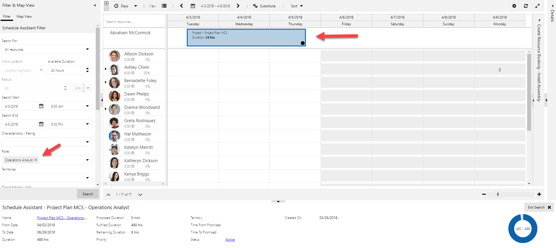 Substitute the resource on existing booking