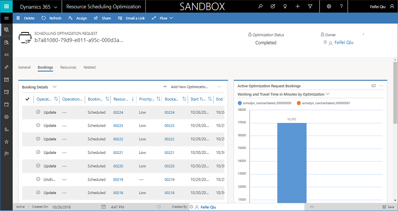 Screenshot of Status change
