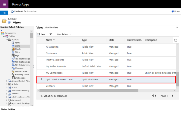 Screenshot of Quick Find Active Accounts