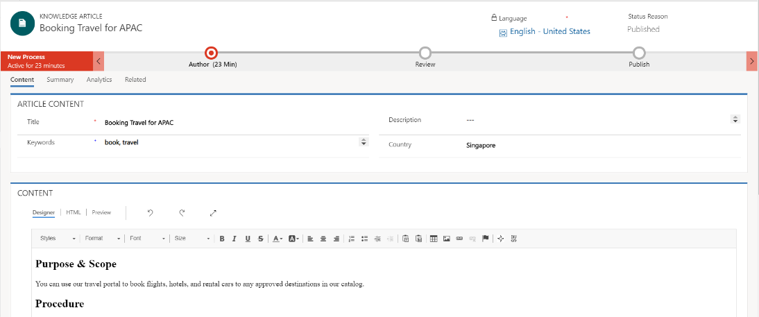 Country field configured for search