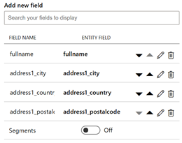 visual of arrows for reordering fields in the Dynamics Customer Card