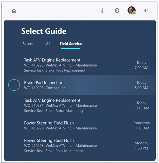 Dedicated Field Service tab
