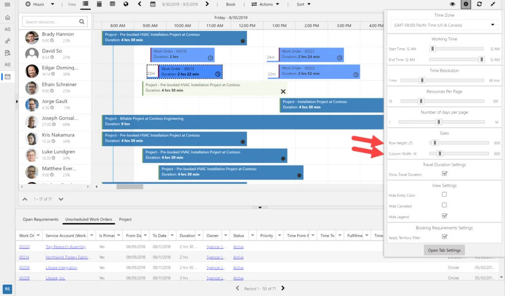 Before minimizing width. Shows vertical and horizontal pixel sliders in settings