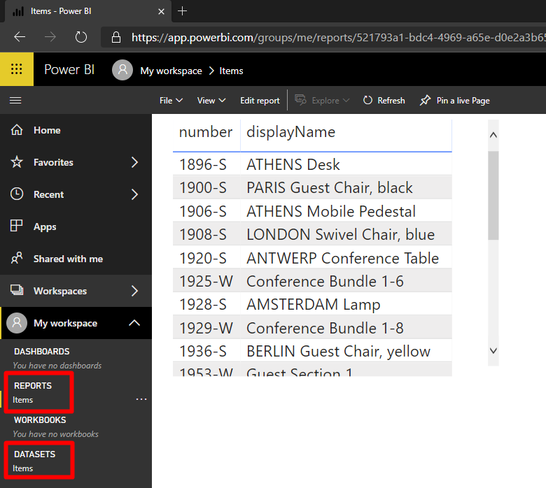 Report in Power BI online