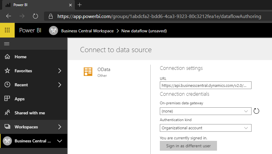 Paste URL to Business Central