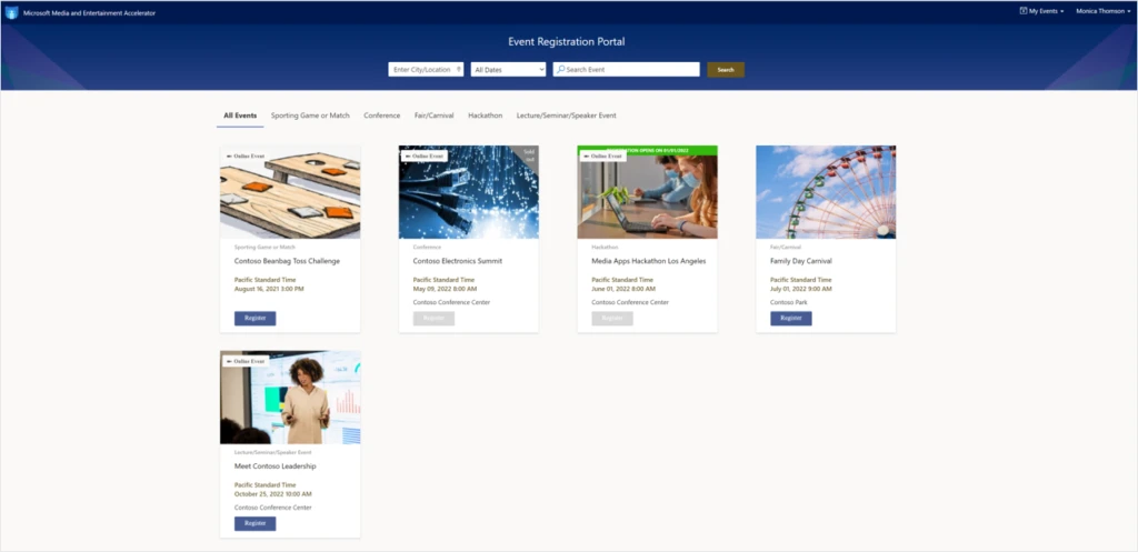 Dynamics 365 media and entertainment accelerator events portal