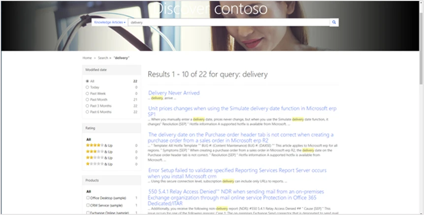 Screenshot of knowledge base search results.