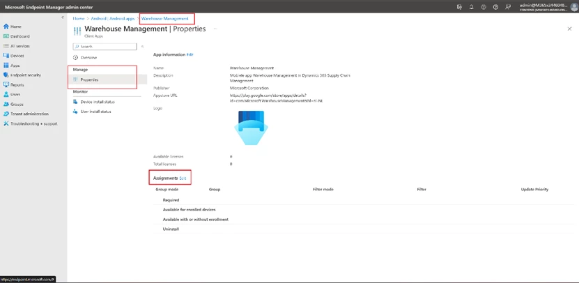 Microsoft Supply Chain Warehouse Management App - Assignments