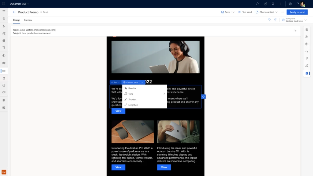 Perfect your messaging with Copilot text edting and rewriting