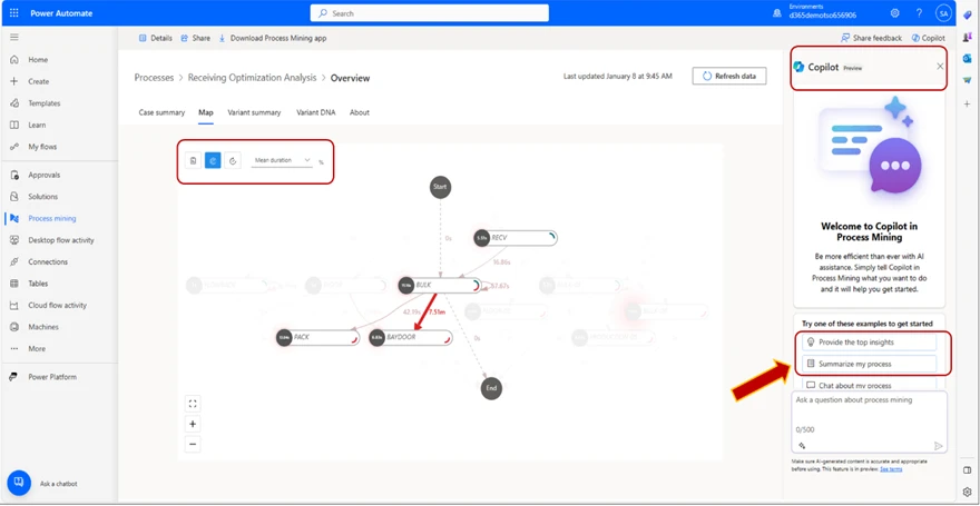 Image: Process Mining map with Copilot.