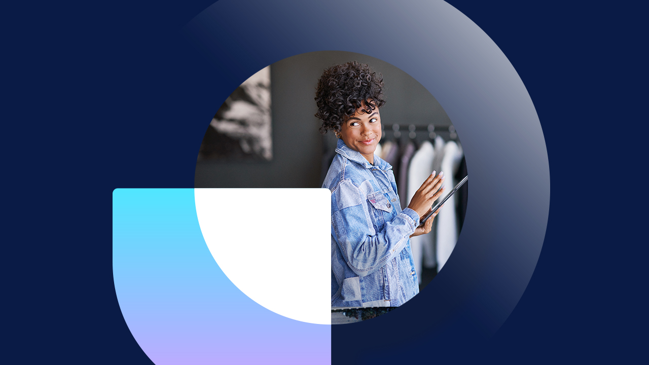 A woman holding a tablet