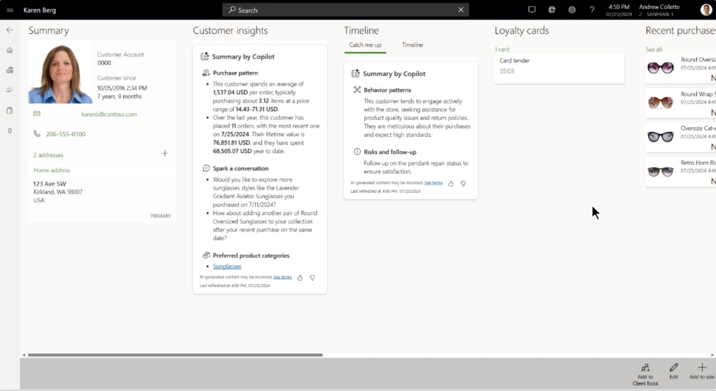 A screenshot of Dynamics 365 Commerce POS