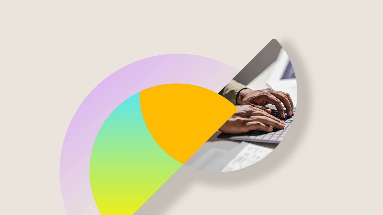 Abstract close-up of a sales person typing on a keyboard