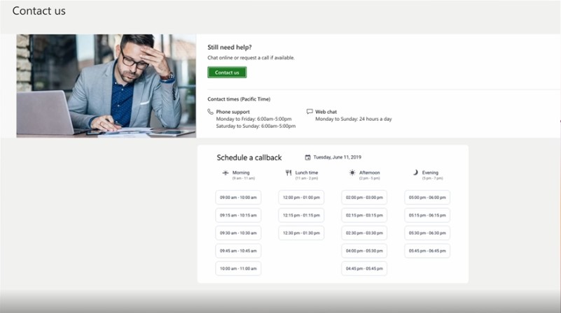 Availability-aware callbacks: Website widgets 