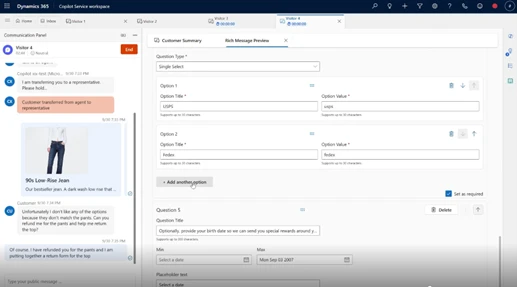 Customize admin-designed rich message templates in Copilot Service workspace
