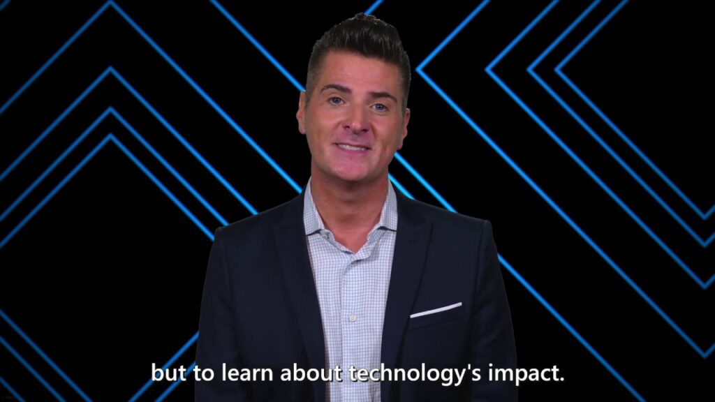 Anthony Salcito with text 'but to learn about technology's impact'.