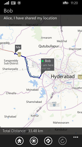 Map and message screenshot