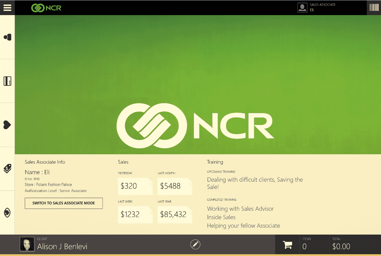 Screenshot of the NCR Sales Advisor app