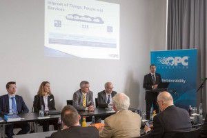 A picture taken at OPC Foundation that shows a panel discussion