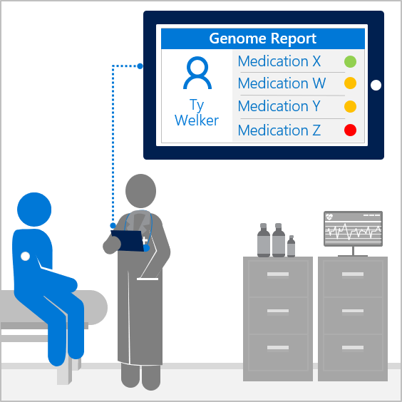 graphic of doctors office with app
