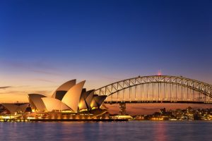 View of Sydney Opera house and Syndey Harbour bridge