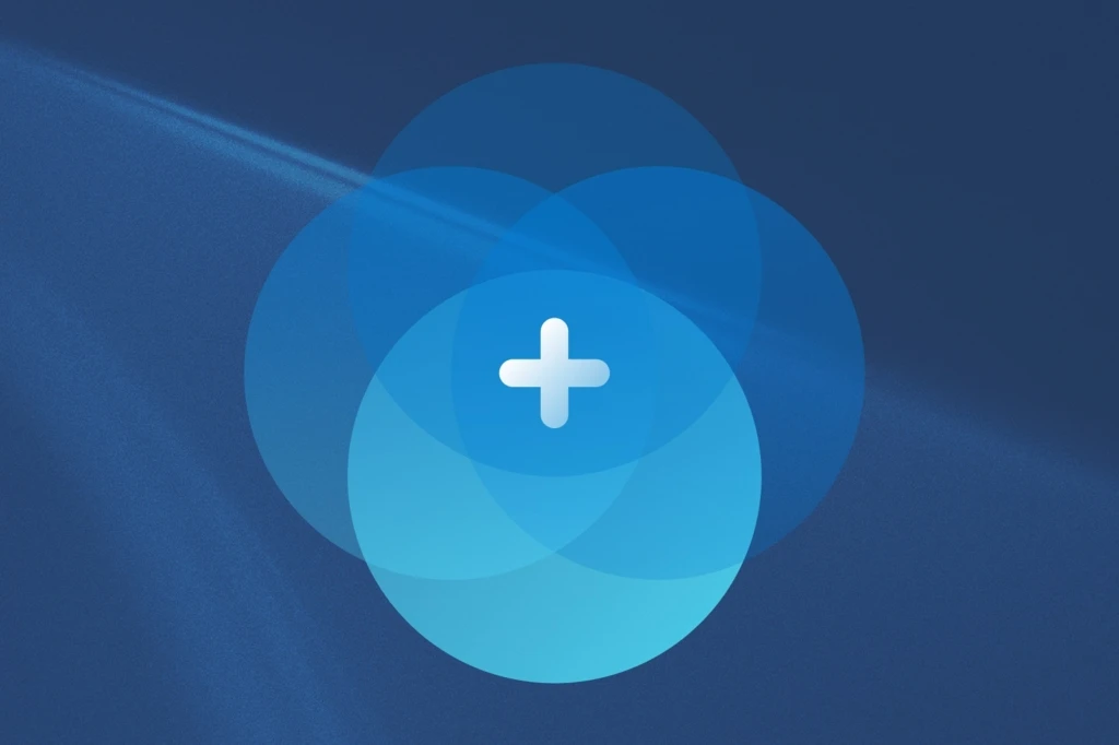 a close up of multiple blue circles with a plus sign in the center