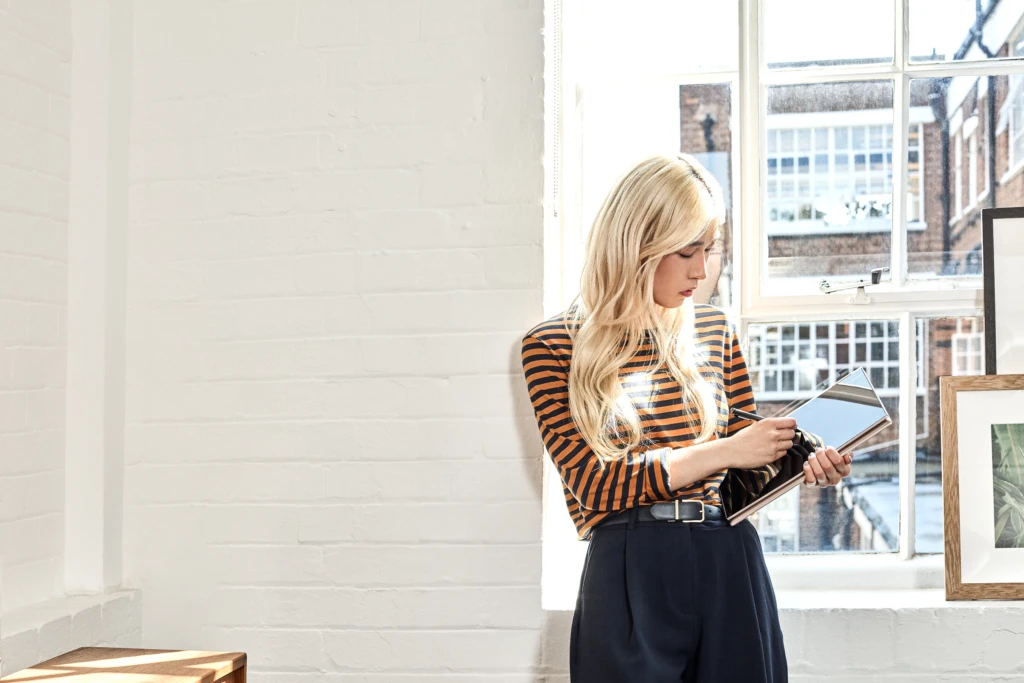 a person standing in front of a building