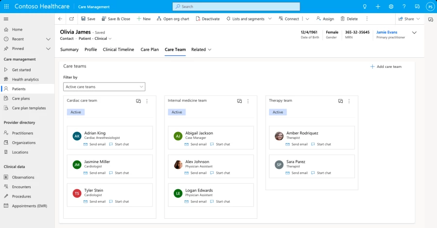 View the activities, care plans, and appointments in the care coordinator dashboard.