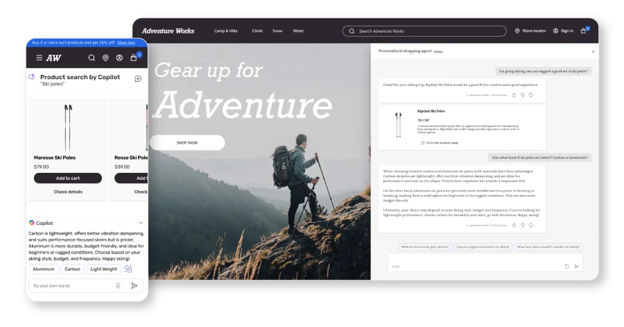 A screenshot of a retailer's website reflecting the Personalized Shopping Agent in the right navigation pane.
