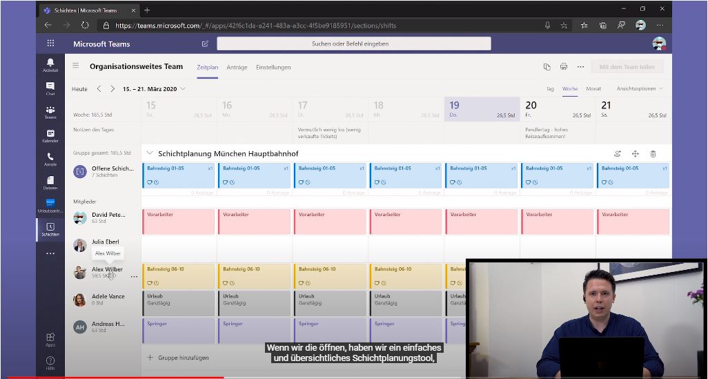 Video Vorschaubild für den Schichtplan im Service oder Fertigung