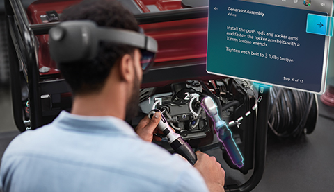Factory worker using HoloLens