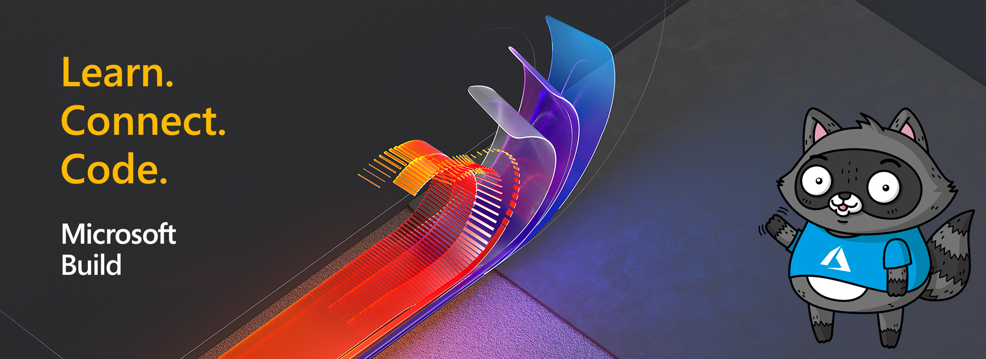 An ad for Microsoft Build, featuring an image of Bit the Raccoon.