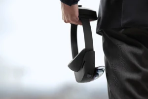 Man carrying Microsoft HoloLens 2. The HoloLens 2 can be used for remote assist in the healthcare sector.