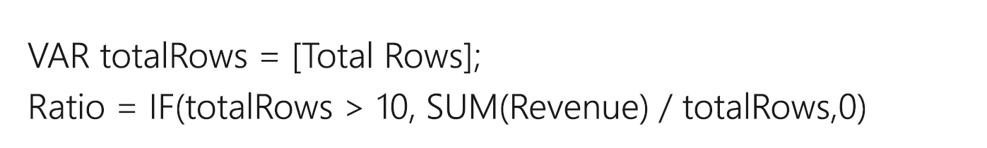 A Dax with Variables line of code