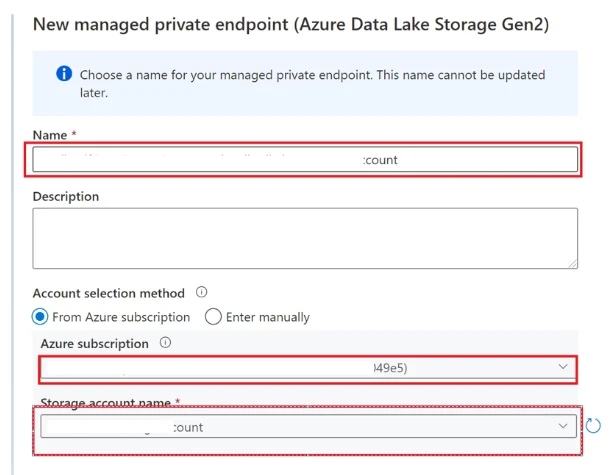 A screenshot of the Managed Private Endpoints setup