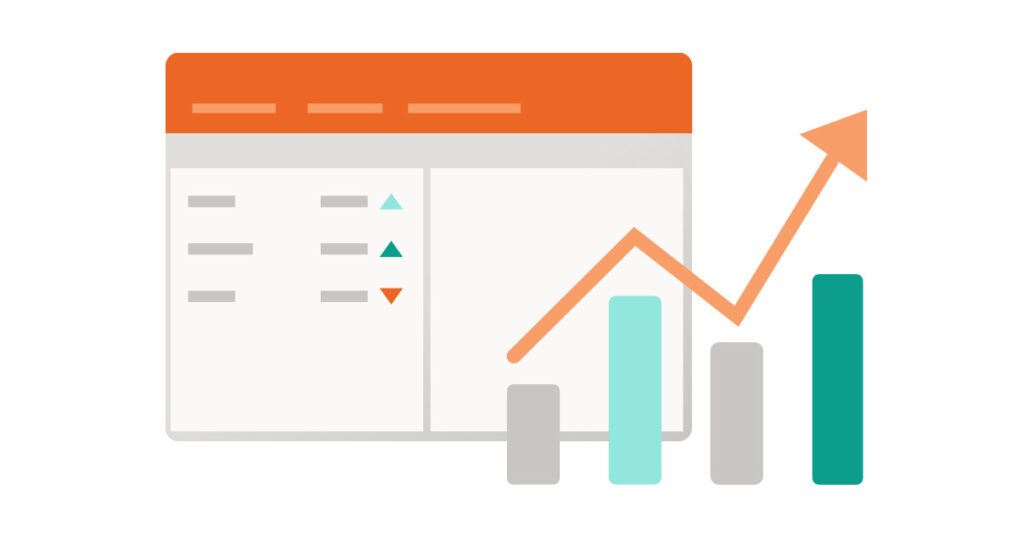 A graphic showing data results rising