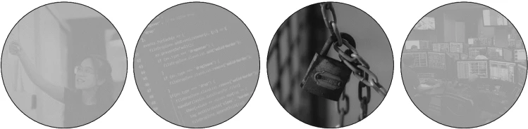 Four photos in circles representing 'environment'