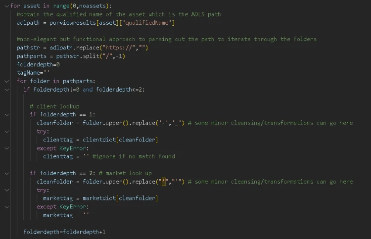 A screenshot of a Purview code example.
