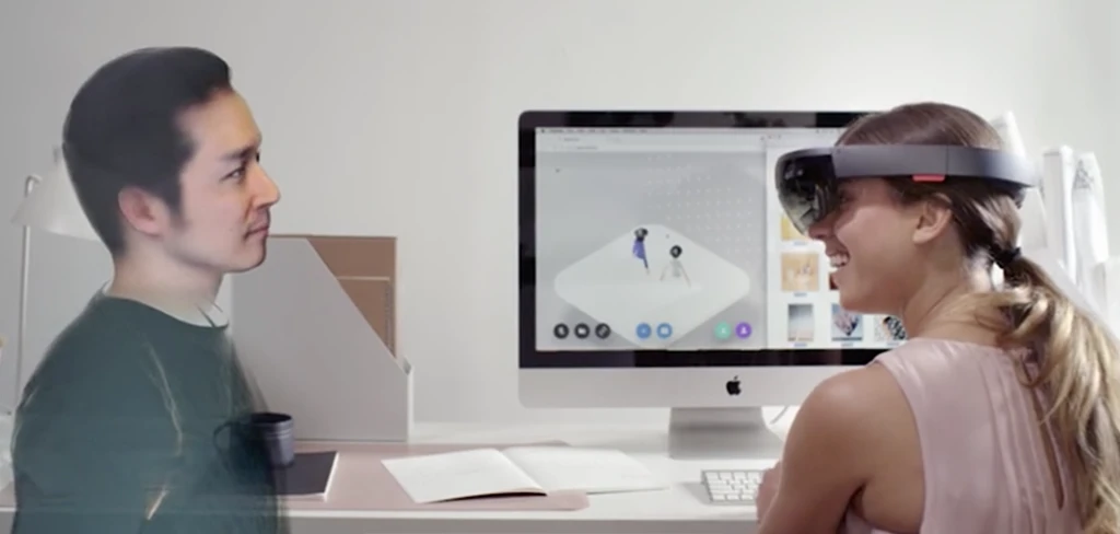 woman using HoloLens