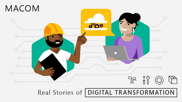 Man and woman looking at a cloud word bubble