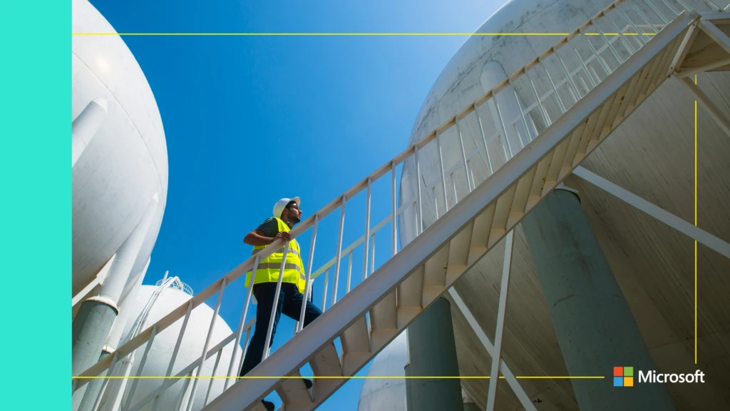 Construction manager walking up the stairs