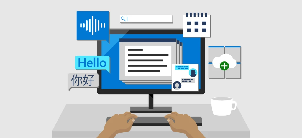 computer screen with enlarged apps