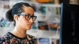 woman working on her computer