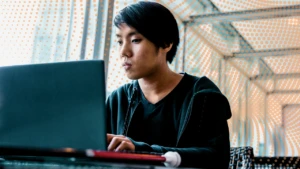 man working on his laptop